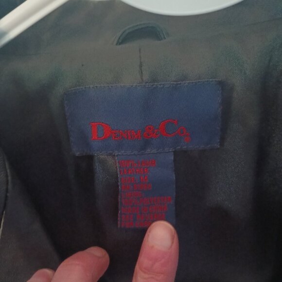 Denim & Co Womens Lamb Leather Blazer Jacket Medium Black Quiet Luxury Y2K 90s - Picture 7 of 10